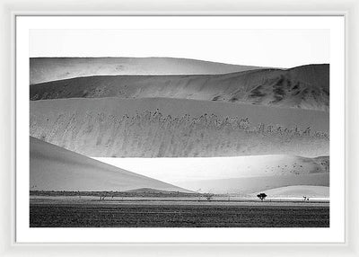 Sand Dunes, Namibia, Black and White #1 / Art Photo - Framed Print