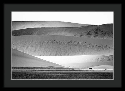 Sand Dunes, Namibia, Black and White #1 / Art Photo - Framed Print