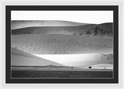 Sand Dunes, Namibia, Black and White #1 / Art Photo - Framed Print