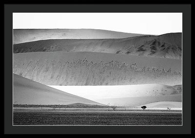 Sand Dunes, Namibia, Black and White #1 / Art Photo - Framed Print