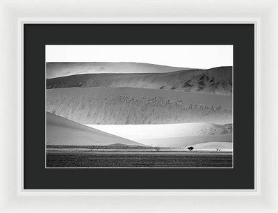 Sand Dunes, Namibia, Black and White #1 / Art Photo - Framed Print