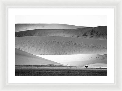 Sand Dunes, Namibia, Black and White #1 / Art Photo - Framed Print