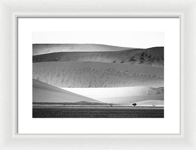 Sand Dunes, Namibia, Black and White #1 / Art Photo - Framed Print