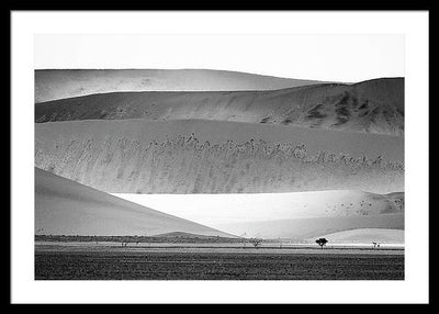 Sand Dunes, Namibia, Black and White #1 / Art Photo - Framed Print