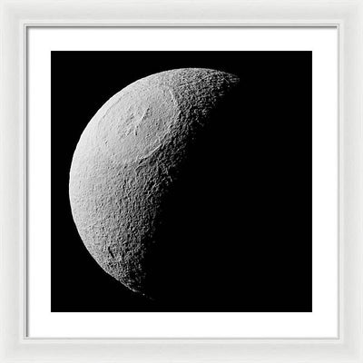 Saturn Icy Moon Tethys / Art Photo - Framed Print