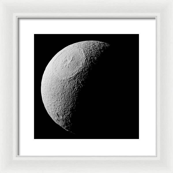 Saturn Icy Moon Tethys / Art Photo - Framed Print