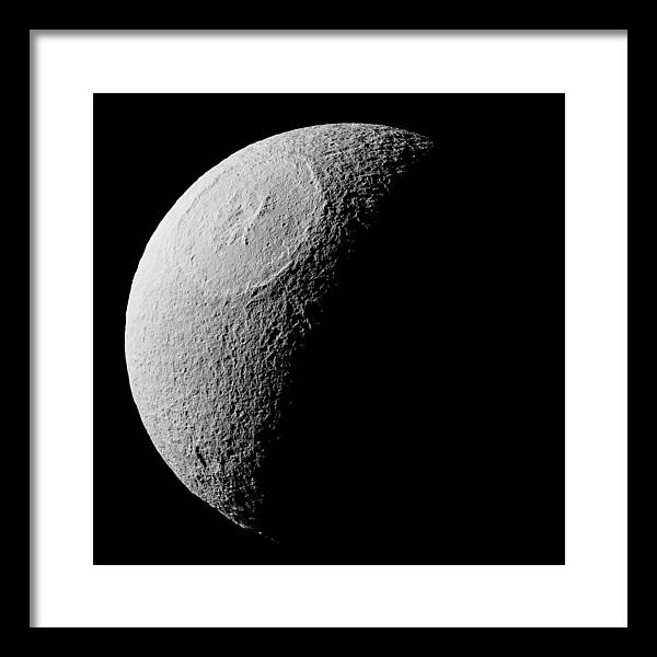 Saturn Icy Moon Tethys / Art Photo - Framed Print