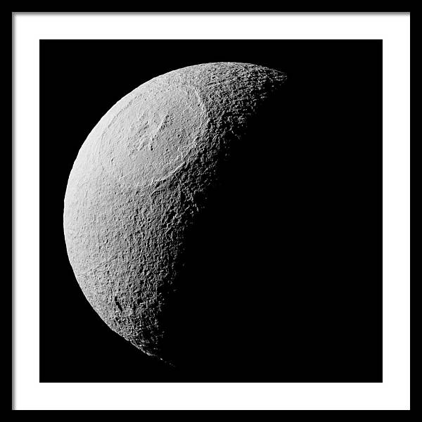 Saturn Icy Moon Tethys / Art Photo - Framed Print