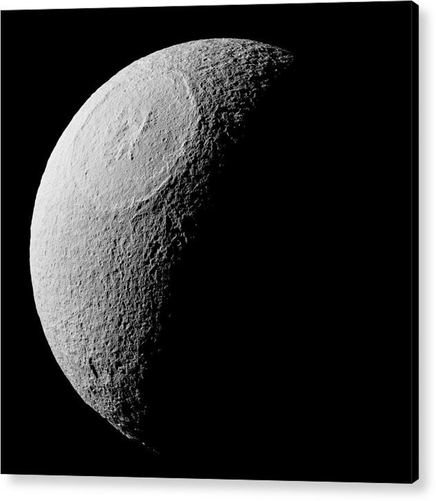 Saturn Icy Moon Tethys / Art Photo - Acrylic Print