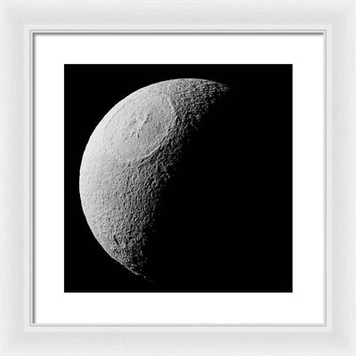 Saturn Icy Moon Tethys / Art Photo - Framed Print