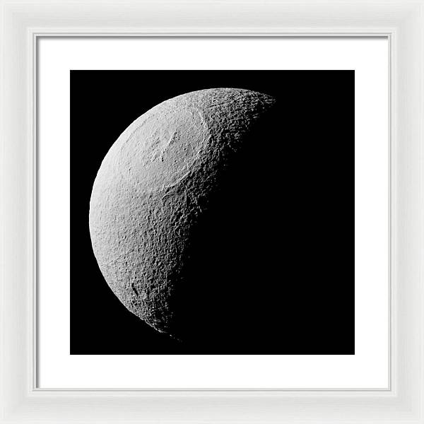 Saturn Icy Moon Tethys / Art Photo - Framed Print