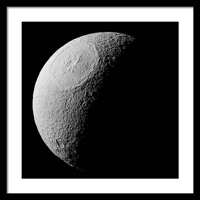 Saturn Icy Moon Tethys / Art Photo - Framed Print