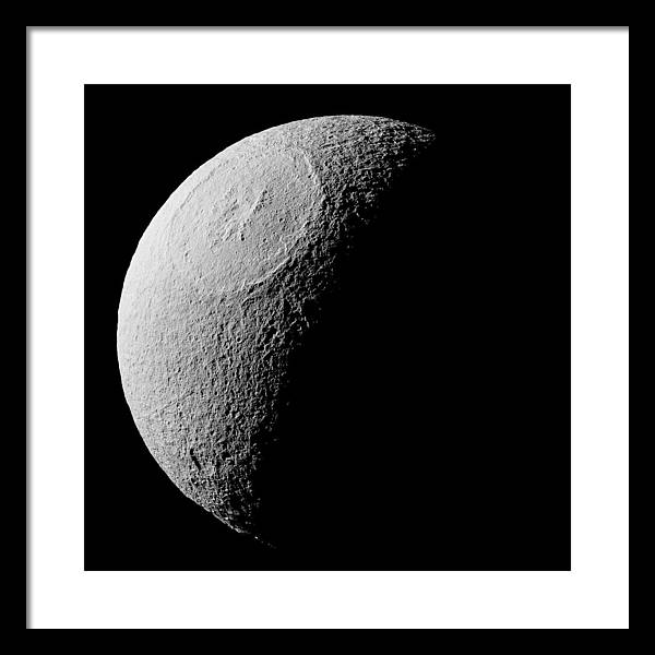 Saturn Icy Moon Tethys / Art Photo - Framed Print