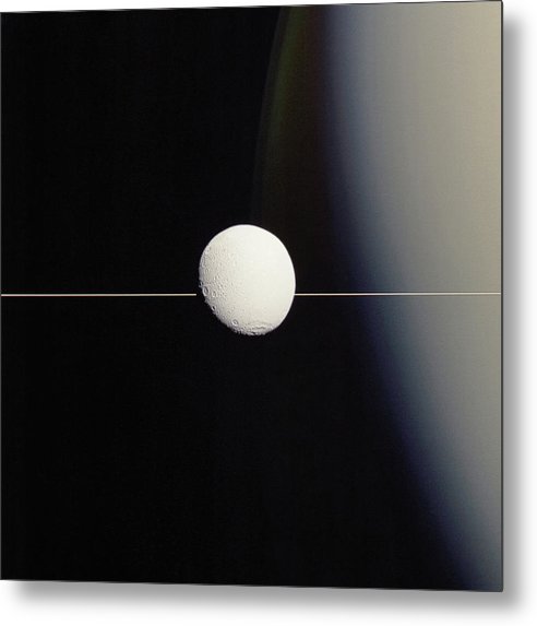 Saturn Moon Dione / Art Photo - Metal Print