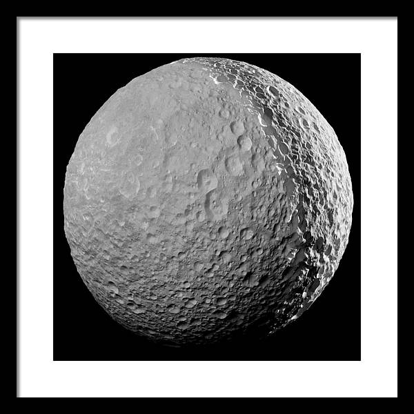 Saturn Moon Mimas / Art Photo - Framed Print