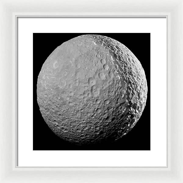 Saturn Moon Mimas / Art Photo - Framed Print