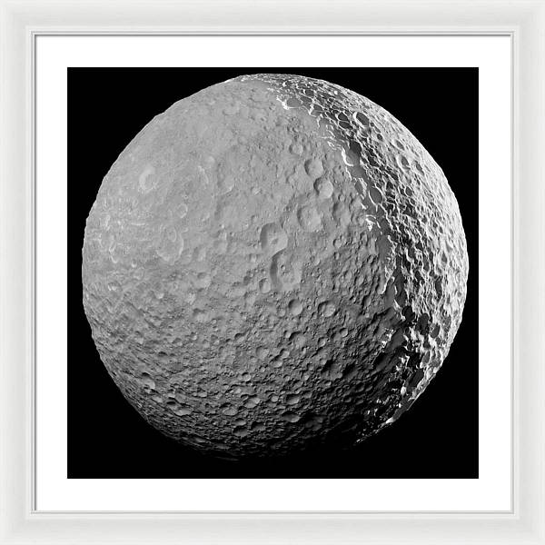 Saturn Moon Mimas / Art Photo - Framed Print