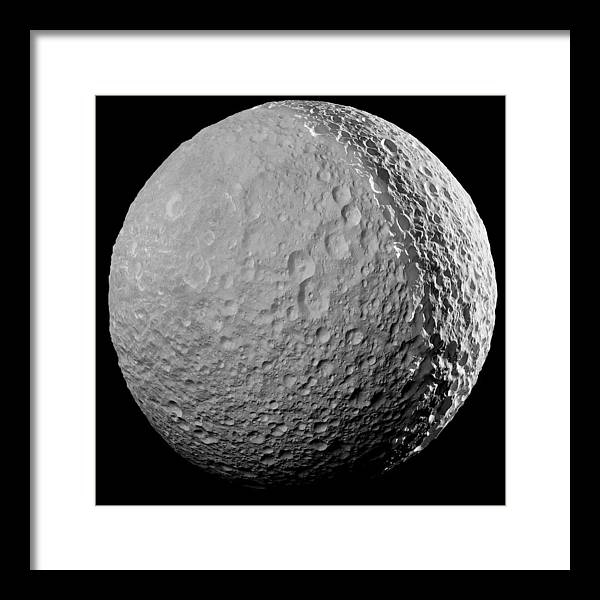 Saturn Moon Mimas / Art Photo - Framed Print