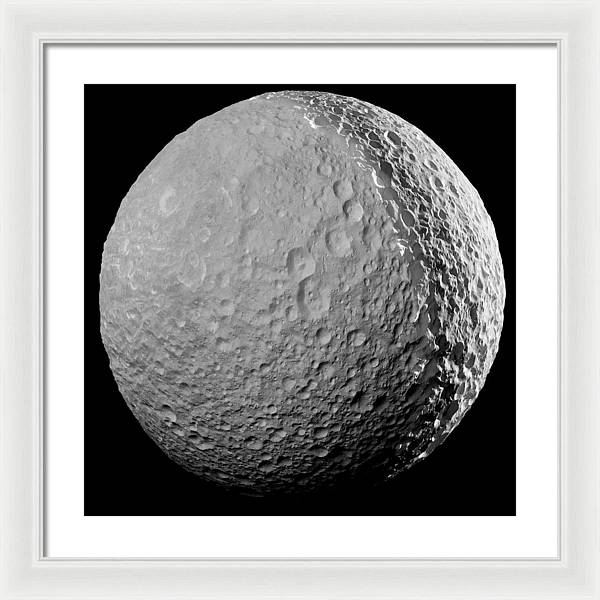 Saturn Moon Mimas / Art Photo - Framed Print