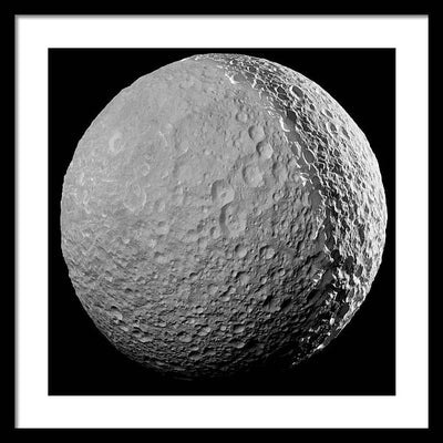 Saturn Moon Mimas / Art Photo - Framed Print