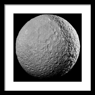 Saturn Moon Mimas / Art Photo - Framed Print