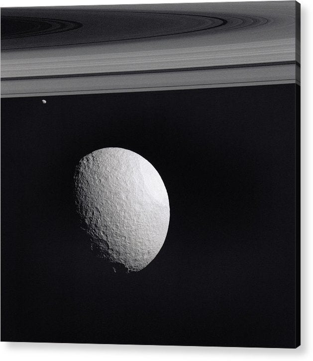 Saturn Moons Tethys and Janus / Art Photo - Acrylic Print