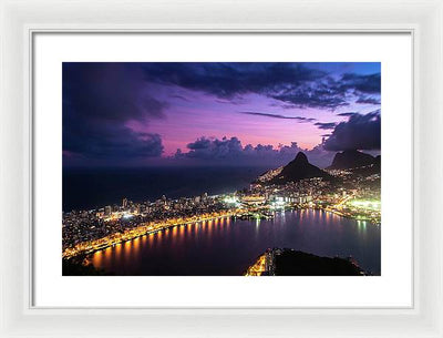 Shortly after Sunset from the Morro dos Cabritos Mountain, Rio de Janeiro / Art Photo - Framed Print