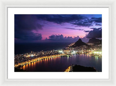 Shortly after Sunset from the Morro dos Cabritos Mountain, Rio de Janeiro / Art Photo - Framed Print