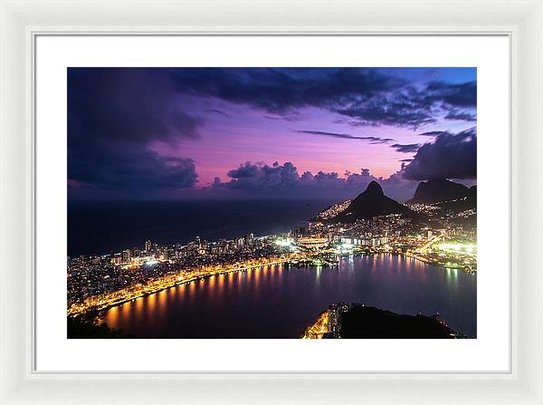 Shortly after Sunset from the Morro dos Cabritos Mountain, Rio de Janeiro / Art Photo - Framed Print