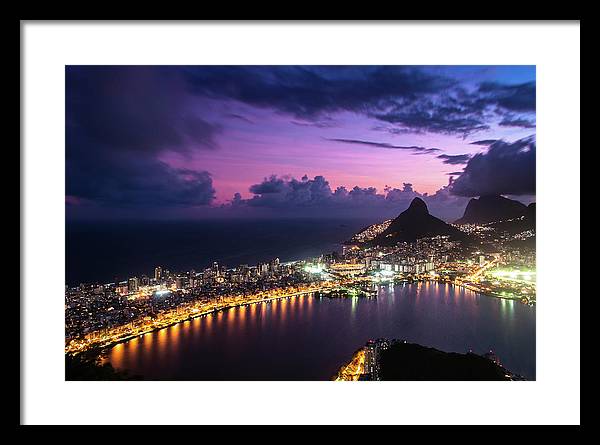 Shortly after Sunset from the Morro dos Cabritos Mountain, Rio de Janeiro / Art Photo - Framed Print