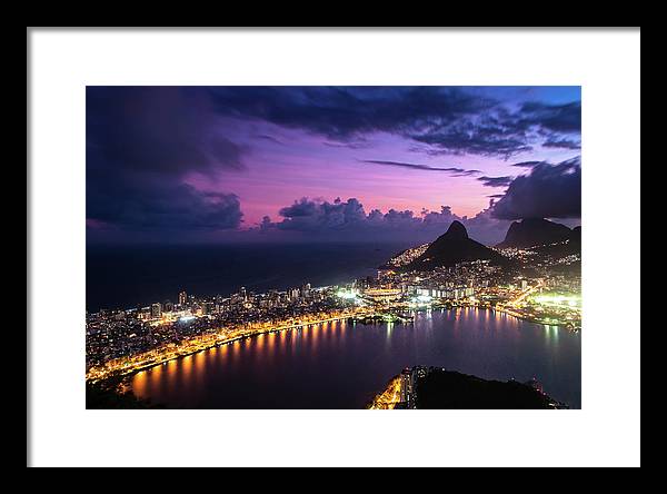 Shortly after Sunset from the Morro dos Cabritos Mountain, Rio de Janeiro / Art Photo - Framed Print