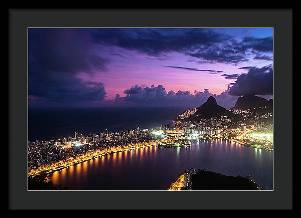 Shortly after Sunset from the Morro dos Cabritos Mountain, Rio de Janeiro / Art Photo - Framed Print