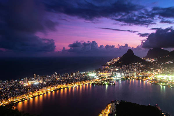 Shortly after Sunset from the Morro dos Cabritos Mountain, Rio de Janeiro / Art Photo - Art Print