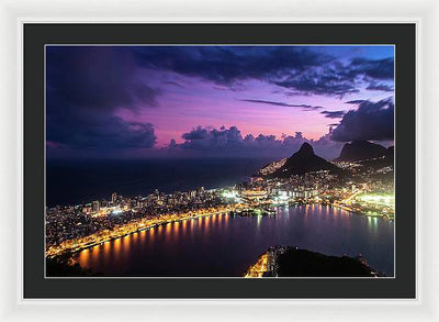 Shortly after Sunset from the Morro dos Cabritos Mountain, Rio de Janeiro / Art Photo - Framed Print