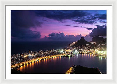 Shortly after Sunset from the Morro dos Cabritos Mountain, Rio de Janeiro / Art Photo - Framed Print