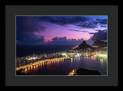 Shortly after Sunset from the Morro dos Cabritos Mountain, Rio de Janeiro / Art Photo - Framed Print