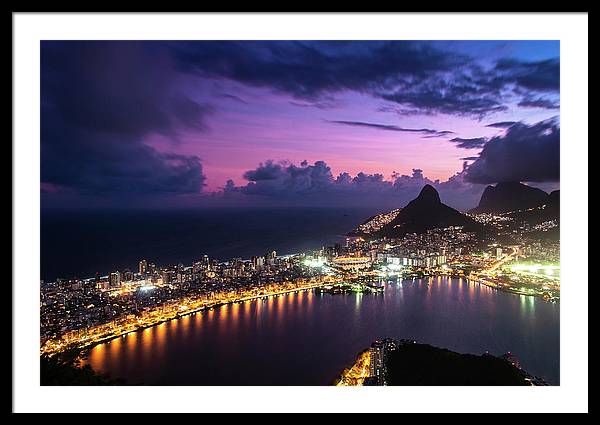 Shortly after Sunset from the Morro dos Cabritos Mountain, Rio de Janeiro / Art Photo - Framed Print