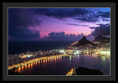 Shortly after Sunset from the Morro dos Cabritos Mountain, Rio de Janeiro / Art Photo - Framed Print