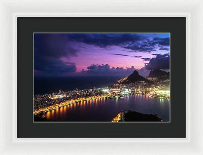 Shortly after Sunset from the Morro dos Cabritos Mountain, Rio de Janeiro / Art Photo - Framed Print