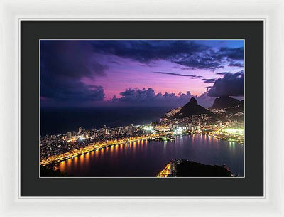 Shortly after Sunset from the Morro dos Cabritos Mountain, Rio de Janeiro / Art Photo - Framed Print