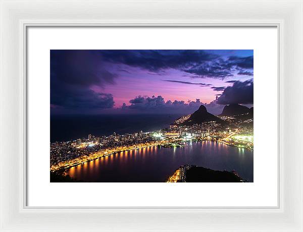 Shortly after Sunset from the Morro dos Cabritos Mountain, Rio de Janeiro / Art Photo - Framed Print