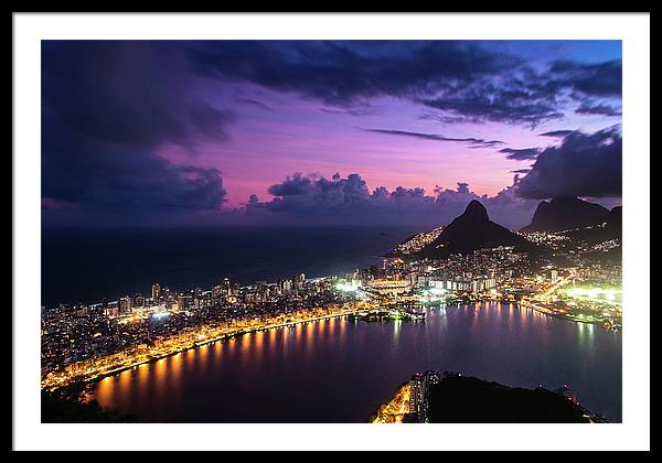 Shortly after Sunset from the Morro dos Cabritos Mountain, Rio de Janeiro / Art Photo - Framed Print