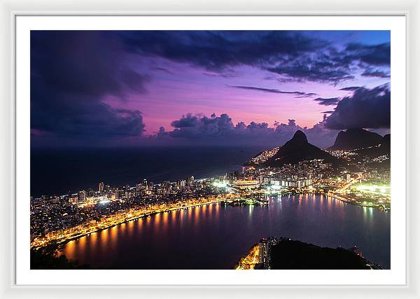 Shortly after Sunset from the Morro dos Cabritos Mountain, Rio de Janeiro / Art Photo - Framed Print