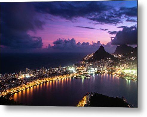 Shortly after Sunset from the Morro dos Cabritos Mountain, Rio de Janeiro / Art Photo - Metal Print