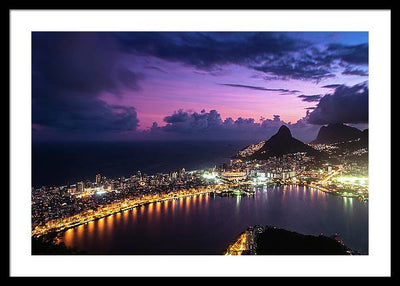 Shortly after Sunset from the Morro dos Cabritos Mountain, Rio de Janeiro / Art Photo - Framed Print