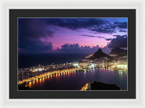 Shortly after Sunset from the Morro dos Cabritos Mountain, Rio de Janeiro / Art Photo - Framed Print