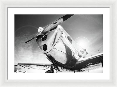 Silver Aircraft, Black and White / Art Photo - Framed Print