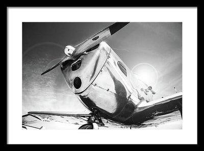 Silver Aircraft, Black and White / Art Photo - Framed Print