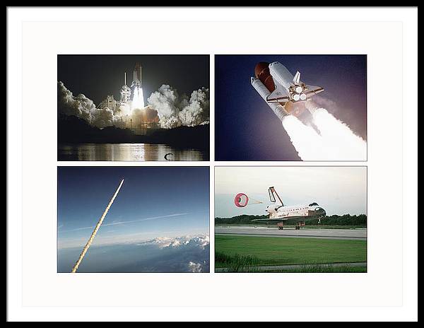 Space Shuttles Atlantis, Columbia, Challenger, Endeavour, 1988-1995 / Art Photo - Framed Print