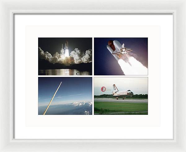 Space Shuttles Atlantis, Columbia, Challenger, Endeavour, 1988-1995 / Art Photo - Framed Print